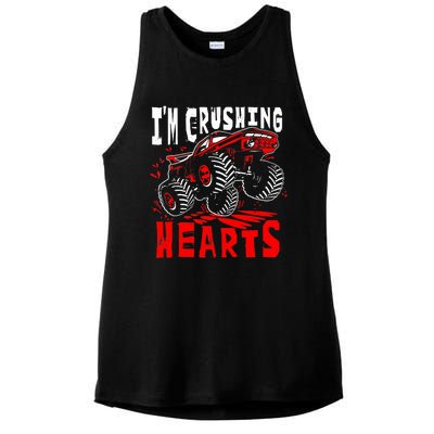 Valentines Day Big Truck Off Road Racing Ladies PosiCharge Tri-Blend Wicking Tank