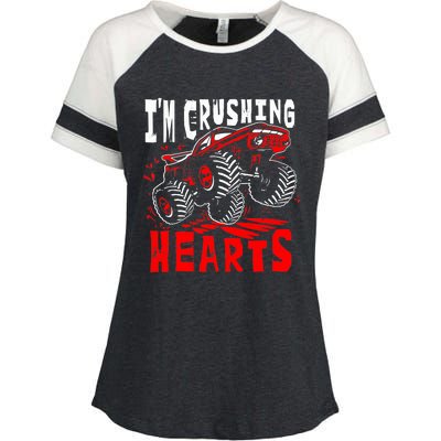 Valentines Day Big Truck Off Road Racing Enza Ladies Jersey Colorblock Tee