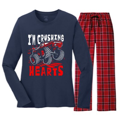 Valentines Day Big Truck Off Road Racing Women's Long Sleeve Flannel Pajama Set 