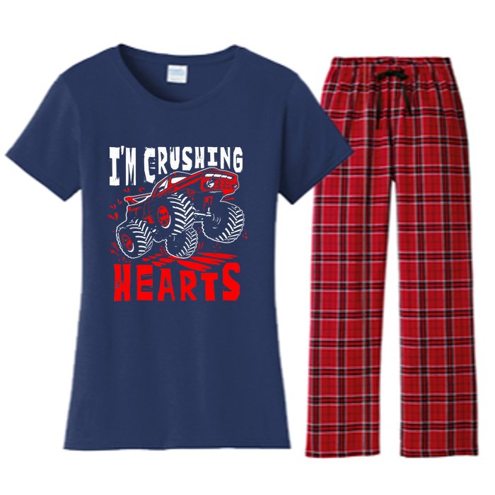 Valentines Day Big Truck Off Road Racing Women's Flannel Pajama Set