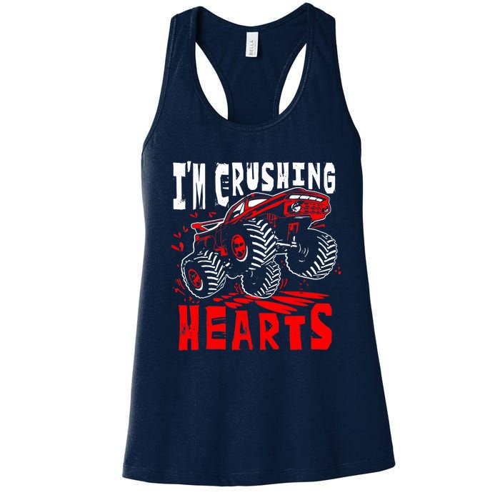 Valentines Day Big Truck Off Road Racing Women's Racerback Tank