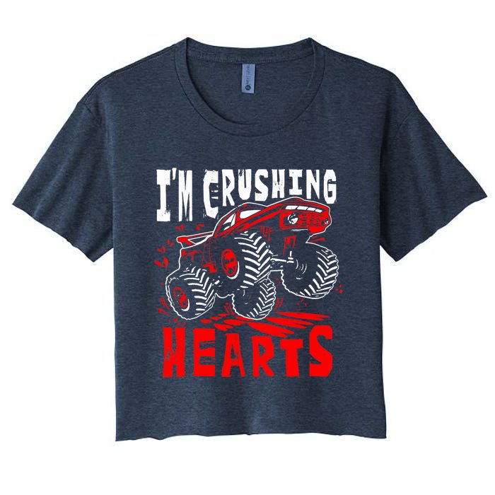 Valentines Day Big Truck Off Road Racing Women's Crop Top Tee