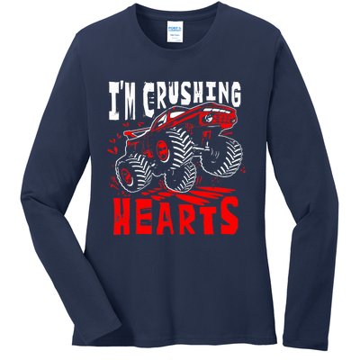 Valentines Day Big Truck Off Road Racing Ladies Long Sleeve Shirt