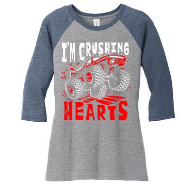 Valentines Day Big Truck Off Road Racing Women's Tri-Blend 3/4-Sleeve Raglan Shirt