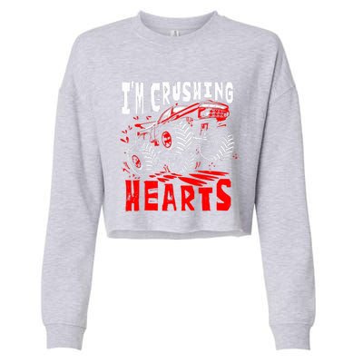 Valentines Day Big Truck Off Road Racing Cropped Pullover Crew