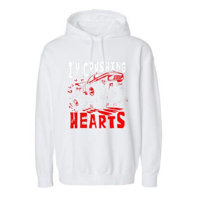 Valentines Day Big Truck Off Road Racing Garment-Dyed Fleece Hoodie