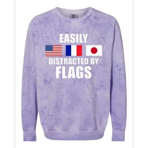 Vexillology Distracted By Flags Colorblast Crewneck Sweatshirt