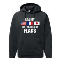 Vexillology Distracted By Flags Performance Fleece Hoodie