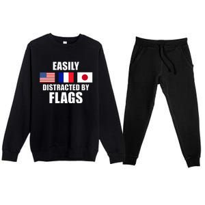 Vexillology Distracted By Flags Premium Crewneck Sweatsuit Set