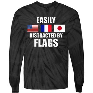 Vexillology Distracted By Flags Tie-Dye Long Sleeve Shirt