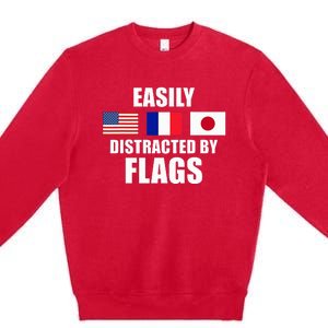 Vexillology Distracted By Flags Premium Crewneck Sweatshirt