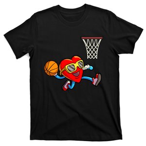 Valentines Day Boy Heart Dunking Basketball T-Shirt