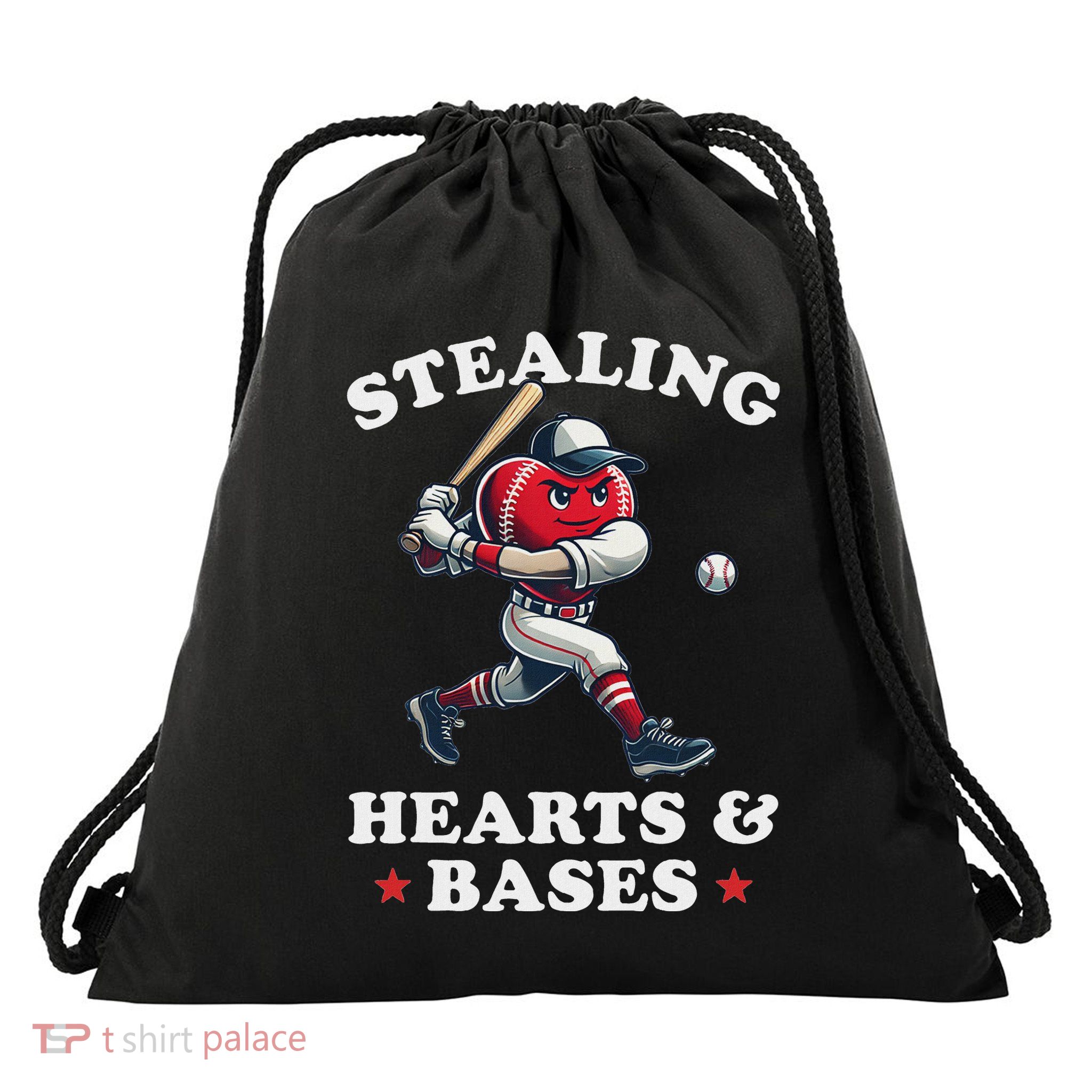 ValentineS Day Baseball Player Stealing Hearts Drawstring Bag