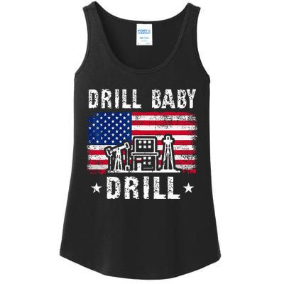 Vintage Drill Baby Drill Trump 2024 4th Of July Political Ladies Essential Tank