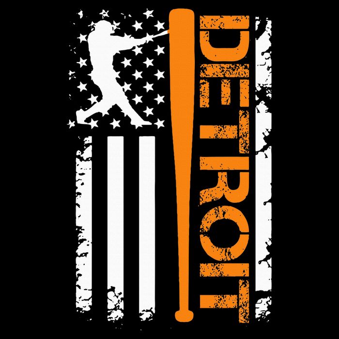 Vintage Detroit Baseball American Us Flag Poster