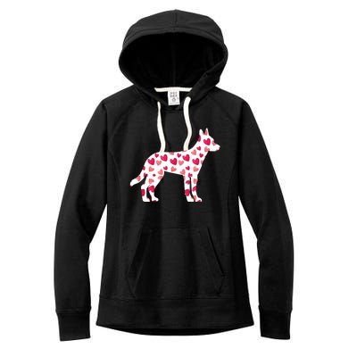 Valentines Day Belgian Malinois Hearts Puppy Dog Lover Women's Fleece Hoodie