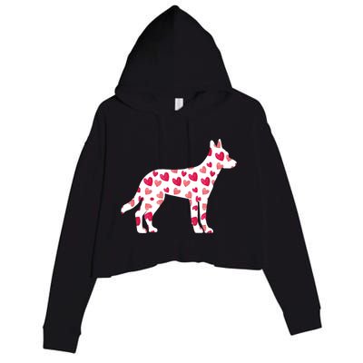 Valentines Day Belgian Malinois Hearts Puppy Dog Lover Crop Fleece Hoodie