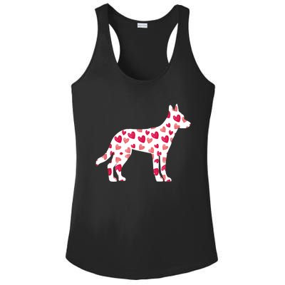 Valentines Day Belgian Malinois Hearts Puppy Dog Lover Ladies PosiCharge Competitor Racerback Tank