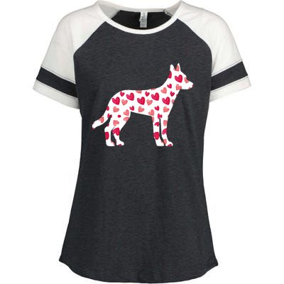 Valentines Day Belgian Malinois Hearts Puppy Dog Lover Enza Ladies Jersey Colorblock Tee