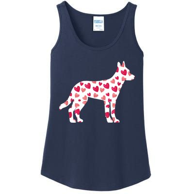 Valentines Day Belgian Malinois Hearts Puppy Dog Lover Ladies Essential Tank