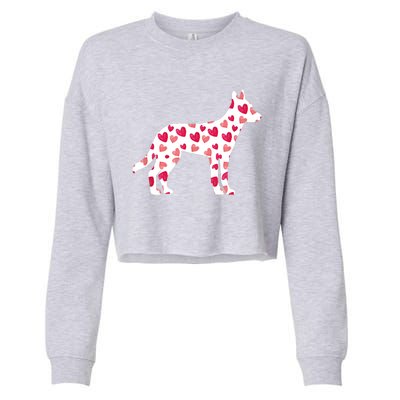 Valentines Day Belgian Malinois Hearts Puppy Dog Lover Cropped Pullover Crew