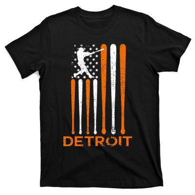 Vintage Detroit Baseball Soul American US Flag T-Shirt