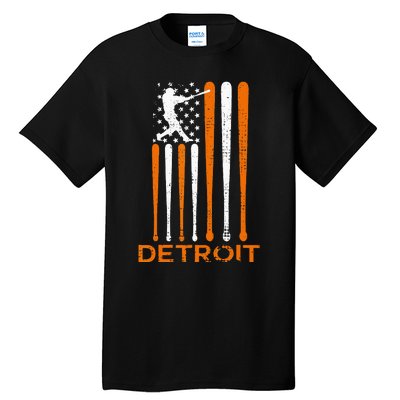 Vintage Detroit Baseball Soul American US Flag Tall T-Shirt