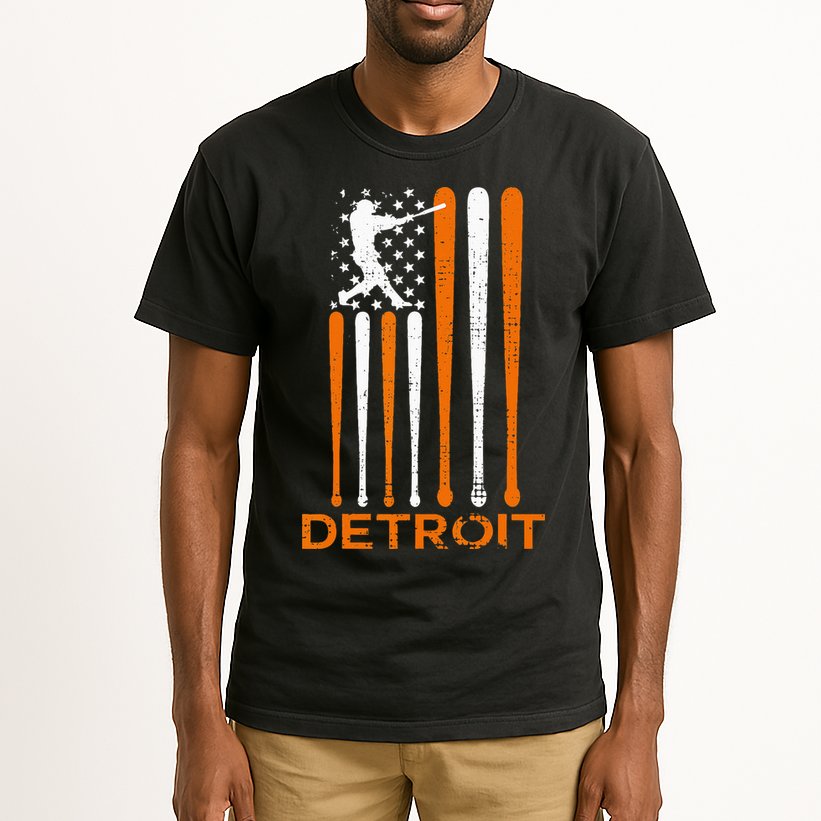 Vintage Detroit Baseball Soul American US Flag Tall T-Shirt