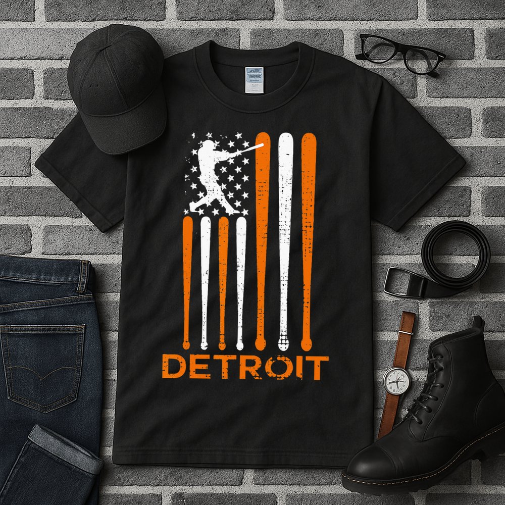 Vintage Detroit Baseball Soul American US Flag Tall T-Shirt