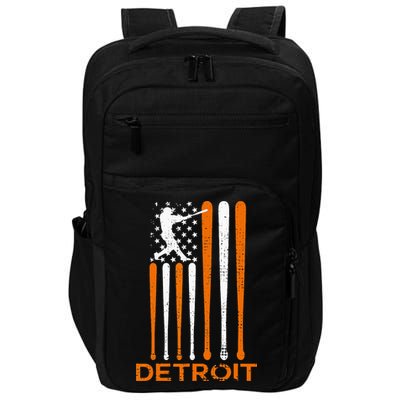 Vintage Detroit Baseball Soul American US Flag Impact Tech Backpack