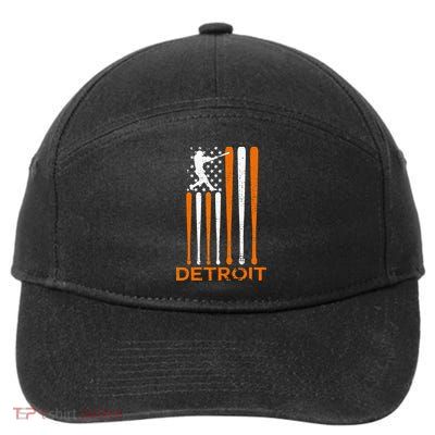 Vintage Detroit Baseball Soul American US Flag 7-Panel Snapback Hat