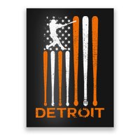Vintage Detroit Baseball Soul American US Flag Poster