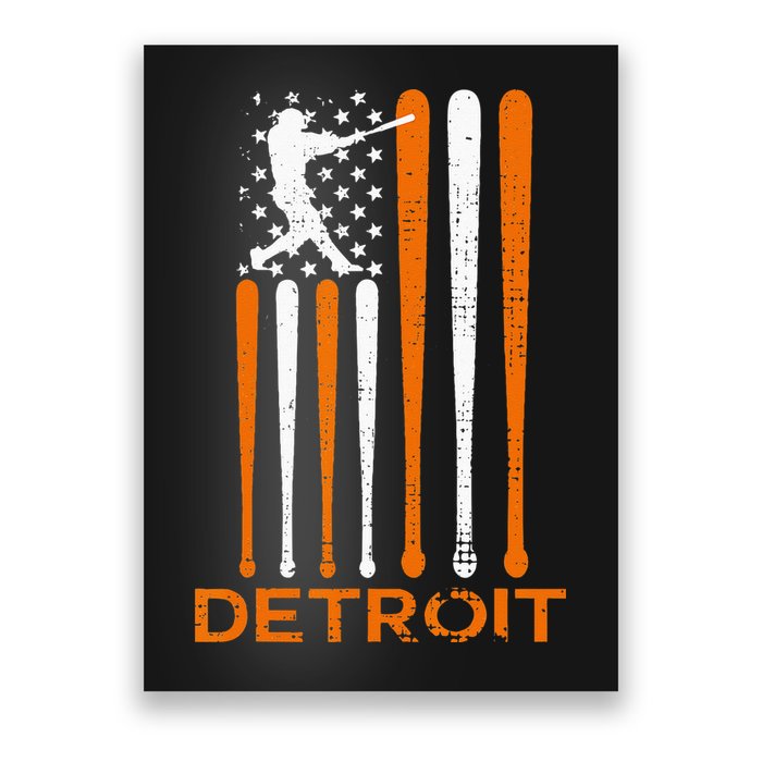 Vintage Detroit Baseball Soul American US Flag Poster