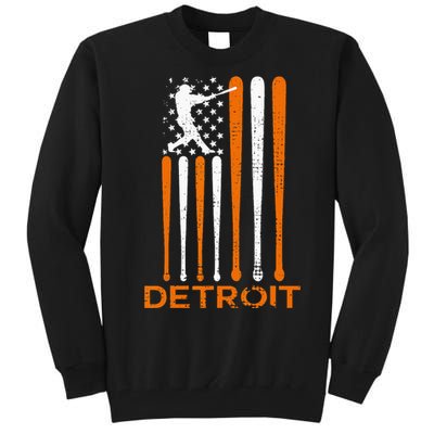 Vintage Detroit Baseball Soul American US Flag Tall Sweatshirt