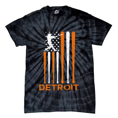 Vintage Detroit Baseball Soul American US Flag Tie-Dye T-Shirt