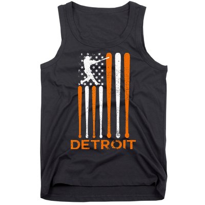 Vintage Detroit Baseball Soul American US Flag Tank Top
