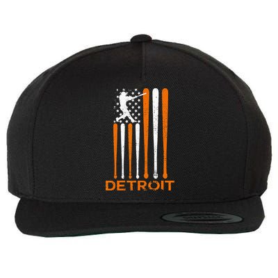 Vintage Detroit Baseball Soul American US Flag Wool Snapback Cap