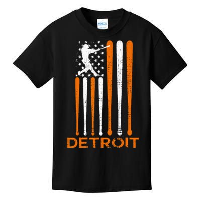 Vintage Detroit Baseball Soul American US Flag Kids T-Shirt