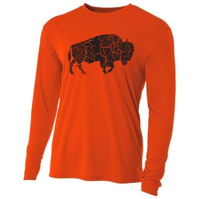 Vintage Distressed Bison Cooling Performance Long Sleeve Crew