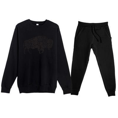 Vintage Distressed Bison Premium Crewneck Sweatsuit Set