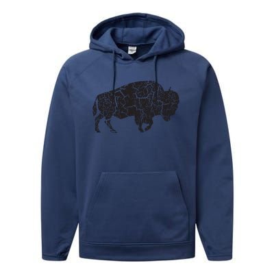 Vintage Distressed Bison Performance Fleece Hoodie