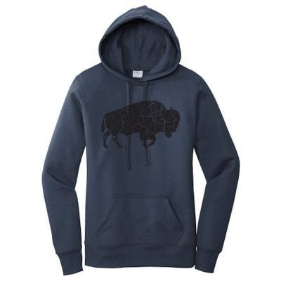 Vintage Distressed Bison Women's Pullover Hoodie