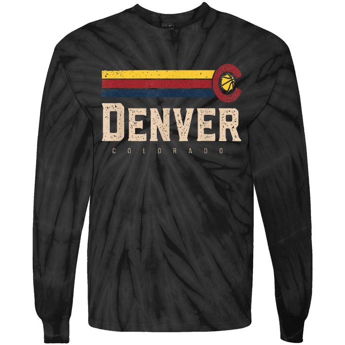 Vintage Denver Basketball CO Retro Bball Denver Tie-Dye Long Sleeve Shirt