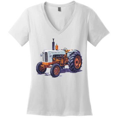 Vintage David Brown Utility Tractor 995 Farming Women's V-Neck T-Shirt