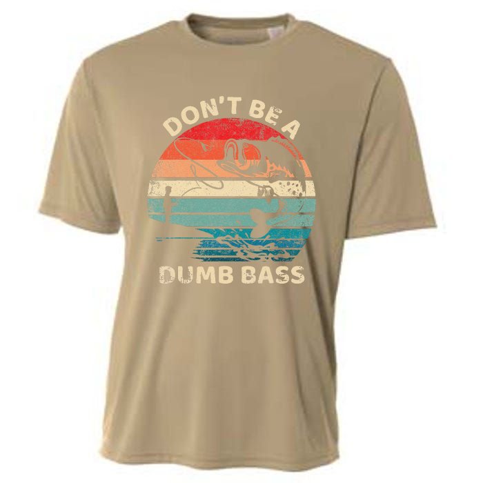 Vintage DonT Be A Dumb Bass Funny Fisherman Dad Fishing Cooling Performance Crew T-Shirt