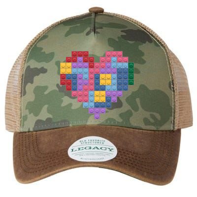 Valentines Day Blocks Pixelated Heart Bricks Legacy Tie Dye Trucker Hat