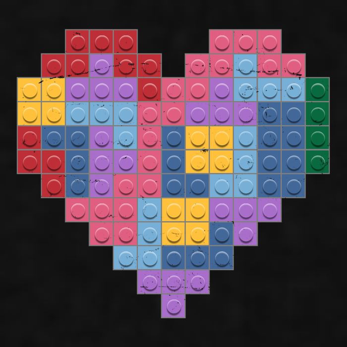 Valentines Day Blocks Pixelated Heart Bricks Ladies PosiCharge Tri-Blend Wicking Tank