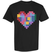 Valentines Day Blocks Pixelated Heart Bricks Garment-Dyed Heavyweight T-Shirt