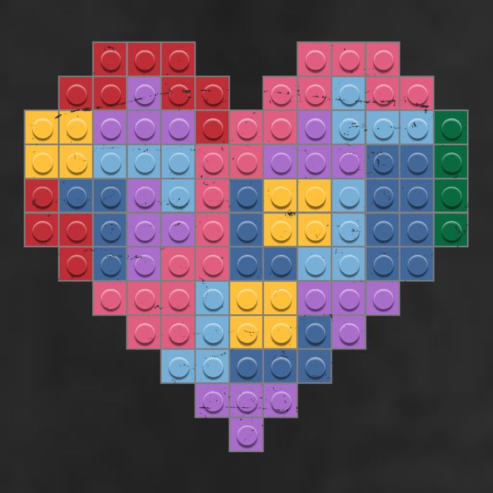 Valentines Day Blocks Pixelated Heart Bricks Garment-Dyed Heavyweight T-Shirt