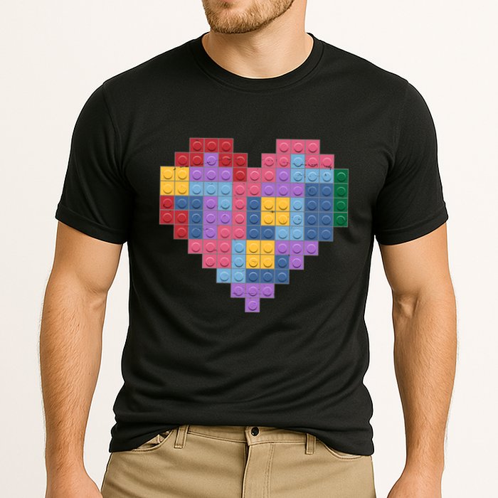 Valentines Day Blocks Pixelated Heart Bricks Performance Shirt